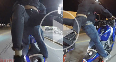 COP RUNS DOWN THIS COUPLE DOING STUNTS!