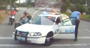 COP THROWS BIKER AFTER STUNTING ACCIDENT
